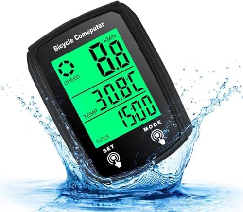 Fiotha Computer da bicicletta digitale, 19 Funzioni IP54 Impermeabile, con LCD, Contachilometri Bici, Contachilometri Automatico Cablato, per Bicicletta, Ciclismo, Distanza di Tracciamento,Velocità