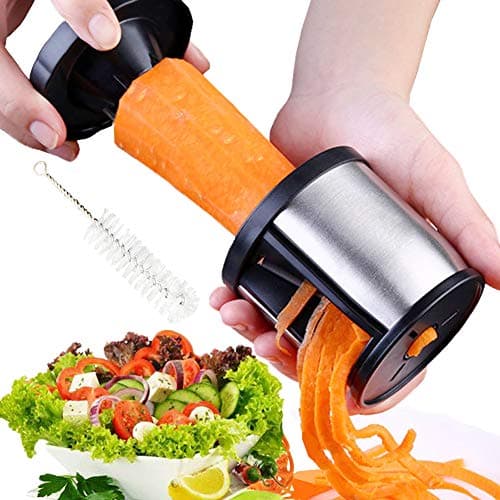 XREXS Spiralizzatore di Verdure, Acciaio Inox Grattuggia Verdura, Taglia Verdure a Spaghetti, Grattugia Carote, per Tagliare Cetrioli, Carote, Zucchine, Verdure, Tagliatelle per Verdure