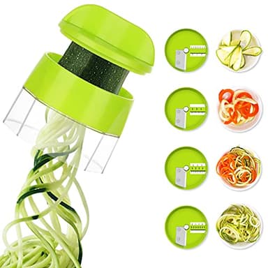Spaghetti di Zucchine Attrezzo 4 in 1 Affetta Verdure Taglia Verdure Spaghetti di Verdure Affettaverdure Tagliaverdure Rotanti Grattugia Trita Verdure Super Giulietti Grattugia per Cetrioli Zucchini