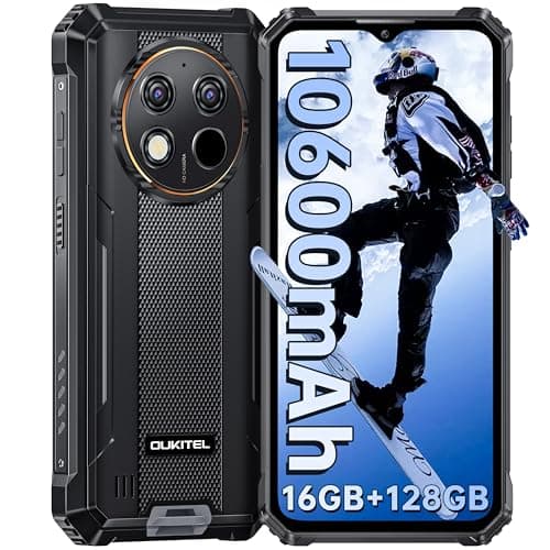 OUKITEL WP28S Smartphone Rugged 2025 Android 14-6.52" HD 10600mAh Telefono Indistruttibile,16GB RAM+128GB ROM Cellulare Impermeabile IP68, 13MP+5MP,Dual SIM 4G/Face ID/NFC/OTG/GPS