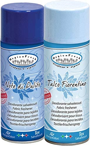 HygienFresh Note di Pulito Talco Fiorentino - Spray Deodorante Professionale Tessuti Ambiente Auto Cassetti Scarpe Armadio Profumo Hotel Palestra Accessori Lavanderia - 2 Pezzi da 400 ml