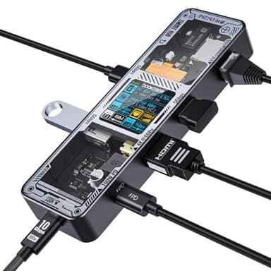 DOCKCASE Smart Docking Station Pro Hub USB C 6 in 1, Gigabit Ethernet, HDMI 4k@60hz, PD 3.0 100w, 2 USB-A 3.2 ports, USB-C port, adattatore multiporta USB C per MacBook (Nero)