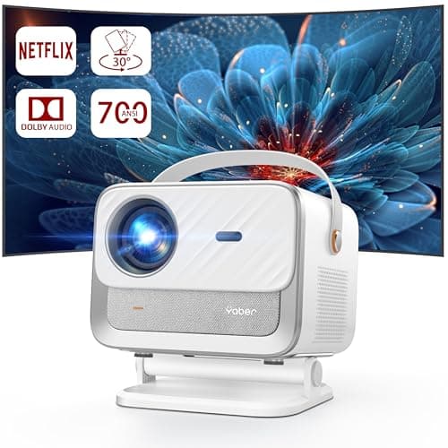 Proiettore 4K【Netflix Ufficiale/Dolby Audio】700 ANSI Proiettore Portatile 1080P Videoproiettore Nativo Full HD,Autofocus/Keystone YABER V12 Proiettore WiFi6 Bluetooth 5.2,50% Zoom Home Cinema