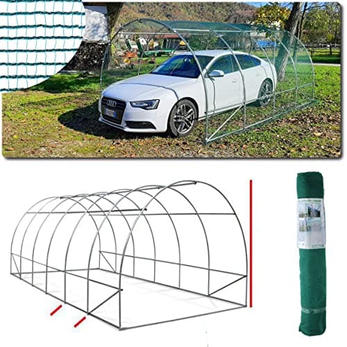 Serrashop Tunnel 3x6m con Rete antigrandine Made in Italy carport Garage Auto Protezione Tempesta Box