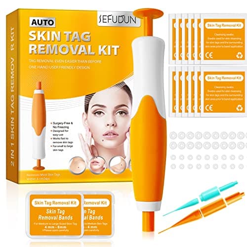 Rimozione Della Verruca Peduncolare Kit, 2 in 1 Auto Skin Tag Remover Elimina Fibromi Penduli 2-8 mm, Penna per Rimozione Delle Etichette Della Pelle - Sicuro e indolore (Orange)