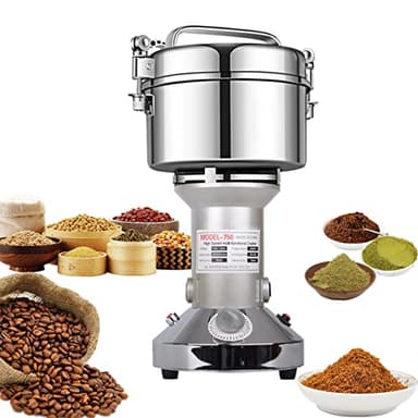 LEJIEYIN Mulino elettrico 750g Mulino elettrico in acciaio inox Graingrinder e motore commerciale macinare pietra grano con 2000W 25000 rpm per noci/grano con protezione da sovraccarico