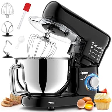 Impastatrice Planetaria offerta 6,5L 1500W Professionale Robot da Cucina Multifunzione 6+P Velocità Basso Rumore Mixer Elettrico con Gancio per Impastare, Frusta Piatta, Frusta