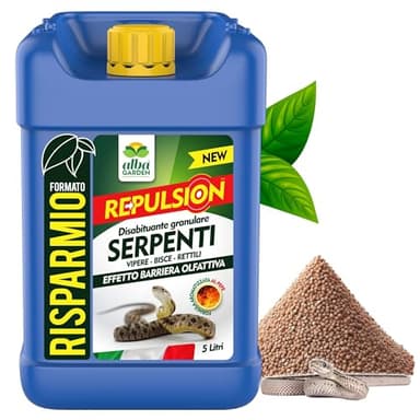 Albagarden - Disabituante Repellente Barriera Per Serpenti - Dissuasore Naturale Per Allontanare Vipere Bisce Rettili - Granulare x 5 Lt