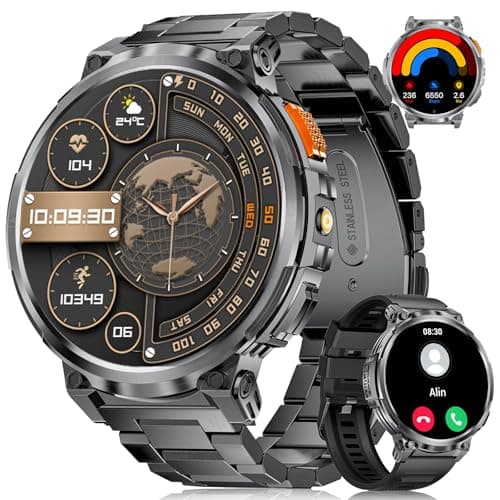 Smartwatch Uomo con 1,85'' Grande Schermo/730 mAh Batteria,Orologio Sportivo con Torcia,120+ Modalità Sportive,IP68 Impermeabile Smartwatch con 24/7 Monitor Frequenza Cardiaca/Sonno per Android iOS