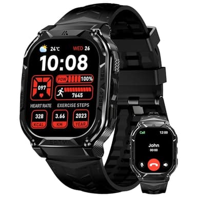 HIDAMEL M3E Smartwatch, Orologio Militare Uomo, GPS Integrato, Grande Schermo AMOLED 1,96", Durata Batteria 50 Giorni, Impermeabile 5ATM, 170 Modalità Sportive (Nero carbone)