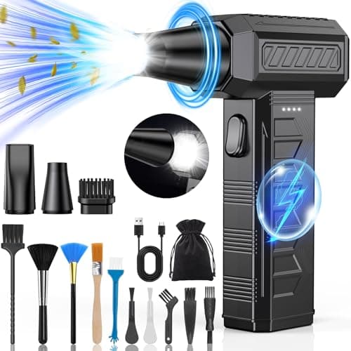 maxtachi Soffiatore Aria Compressa Elettrico con Luce LED, 3 Velocità Regolabili 150.000 giri/min, Mini Air Duster con Batteria 6000mAh, Caricamento Rapido Type-C, Air Duster per PC, Auto,Casa,Ufficio