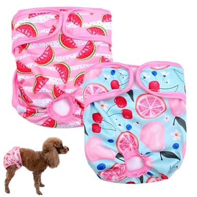LURVOUS 2 Pezzi Pannolini per Cani Riutilizzabili, Pannolini Cane Femmina Lavabili Mutande Cane Femmina, Pantaloni Mestruali per Cani Pantaloni Stagione per Cani, Pantalone Cani per Incontinenza (M)