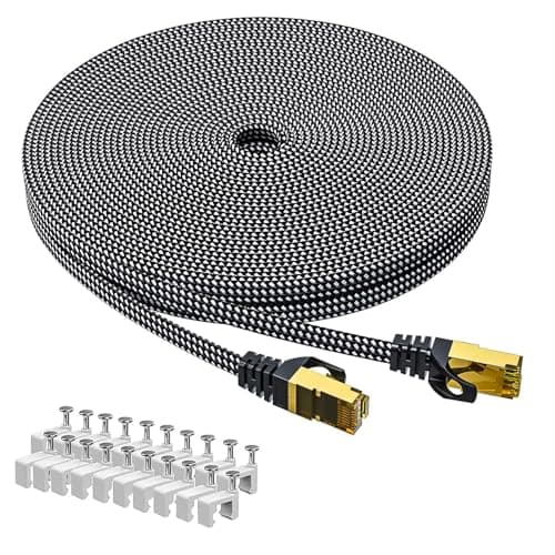 ARISKEEN Cavo Ethernet Cat 8 15M, Cavo Piatto Intrecciato Cat8 ad Alta Velocità(40 Gbps 2000 Mhz/s) Gigabit Rj45 STP Rete Internet Schermato Cavo Patch LAN per Modem Router Computer PC