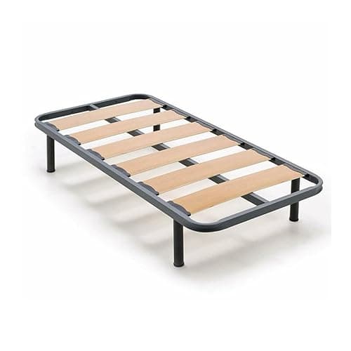 HOGAR24 ES | Rete a doghe larghe in tubo d'acciaio 40 x 30 mm | doghe in legno vaporizzato | Include set di gambe da 25 cm | Dimensioni: 80 x 190 cm