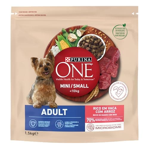 Purina One Mini e Small < 10kg Adult Crocchette Cani con Manzo e Riso, 1.5 kg