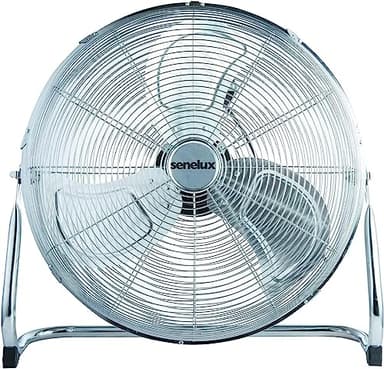 Senelux Ventilatore da pavimento, cromato da palestra, ventilatore da, elettrico portatile, per uso domestico/palestra/ufficio, 3 impostazioni di velocità con funzione di inclinazione