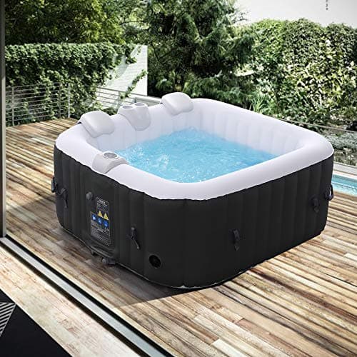Arebos Vasca idromassaggio gonfiabile | 154x154 cm | per interni ed esterni | 4 persone | 100 ugelli massaggianti | 600 Litri | incl. copertura