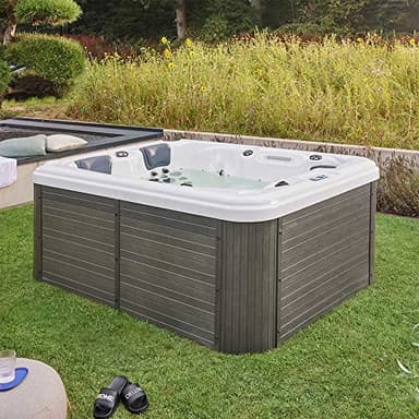 HOME DELUXE - Idromassaggio esterno - Beach Pure - Dimensioni: 210 x 155 x 83 cm - Include riscaldamento, 51 ugelli massaggianti e 24 sorgenti luminose I Jacuzzi, idromassaggio esterno per 3 persone