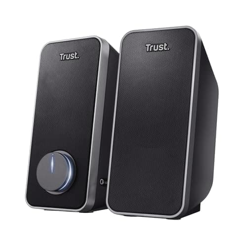 Trust arys standard Casse PC 2.0 Set Altoparlanti Stereo, 28 W, Alimentazione USB, Jack AUX 3.5 mm, Casse per PC Fisso, Altoparlante per Computer, Portatile, Tablet, Smartphone - Nero