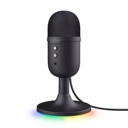 Trust Gaming GXT 236 Yami Microfono a Condensatore USB da Streaming per Podcast, Gaming, Discord, Twitch, Youtube, Microfono ASMR con Pulsante di Silenziamento, Schema Cardiode, RGB - Nero