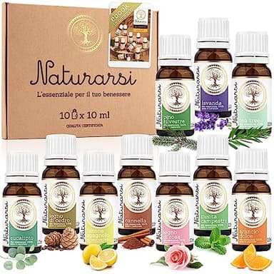 Naturarsi 10 Oli Essenziali Naturali e Puri per Diffusori o Massaggi Corpo e Ricette su Ebook, 10x10ml