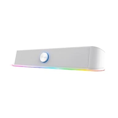 Trust Gaming GXT 619W Thorne Soundbar PC Illuminata RGB, 12W, Casse Stereo con Illuminazione Regolabile, Alimentazione USB, Jack AUX 3.5 mm, Altoparlanti per Computer, Laptop - Bianco