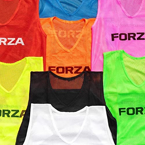 FORZA Pettorine da Allenamento [Pacco da 10] - Pettorine da Allenamento PRO Football - Gamma di Colori e Dimensioni (Giallo, Giovanili)