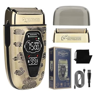 AOOWU Rasoio a Lamina Doppia da Uomo, 2 In1 Rasoio Elettrico Barba e Capelli con Sostituire Staccabile Lame, Portatile Impermeabile Rasoio da Viaggio, Ricarica USB, per Una Rasatura Liscia