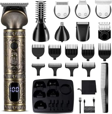 Surker Regolabarba uomo Rasoio Elettrico Barba Capelli Corpo Macchinetta per Barba Beard Trimmer Clipper Kit T-Blade Rasoio per Capelli 7 in 1
