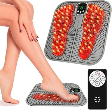EMS Massaggiatore Piedi, Jkevolve Massaggiatore Piedi Elettrico 8 Modalità e 19 Livelli, Massaggiatore Portatile USB per la Circolazione Sanguigna e il Sollievo dal Dolore Muscolare (Grigio)