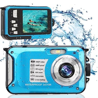 Fotocamera Subacquea Impermeabile da 10FT, Schermo LCD da 2,7 Pollici, Fotocamera Digitale HD da 30MP 1080P, Zoom 16X, Fino a 128GB, Batteria da 650mAh, Fotocamera D'azione per lo