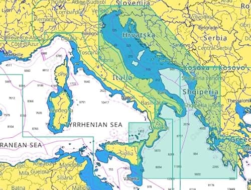 C-MAP Cartografia Compatibili con Lowance, B&G, Simrad - per GPS, Chartplotter, Ecoscandaglio Barca (Mar Adriatico + Mar Ionio, Discover)
