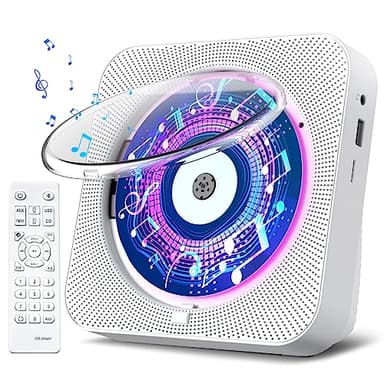 Gueray Lettore CD Hifi Lettore CD Bluetooth a doppia modalità con Altoparlante Telecomando Protezione antipolvere Schermo LED Timer Radio con Lettore CD Supporta AUX USB TF Card Playback