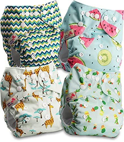 Littles and Bloomz FLP2-0401 - Pannolino lavabile per bambini, riutilizzabile, con bottoni a pressione standard, confezione da 4 pannolini