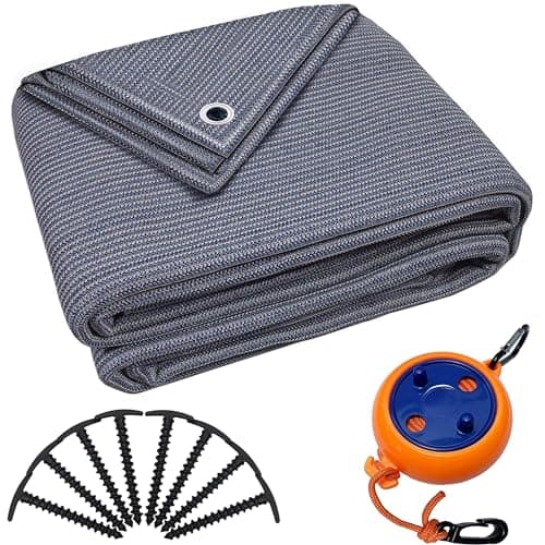 valuents Tappeto da Campeggio – Blu/Grigio – 250X400Cm – Stuoia Stuoino Campeggio Camper Conver + Inclusi: Borsa, Filo per Bucato & 8 Picchetti
