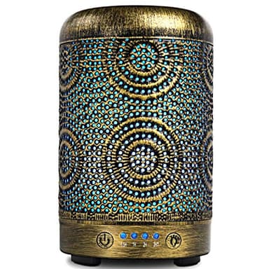 SALKING Diffusore di Oli Essenziali, 100ml Metallo Diffusore di Aromi, Ultrasuoni Aromaterapia Diffusore con 7 Colori LED Luce Notturna, Diffusore per Oli Essenziali Senza BPA, Profumazione Ambiente