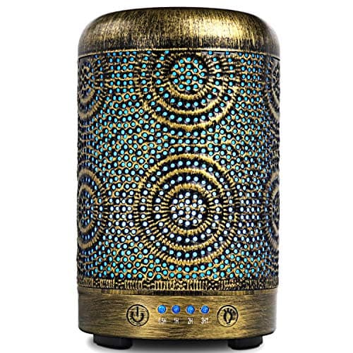 SALKING Diffusore di Oli Essenziali, 100ml Metallo Diffusore di Aromi, Ultrasuoni Aromaterapia Diffusore con 7 Colori LED Luce Notturna, Diffusore per Oli Essenziali Senza BPA, Profumazione Ambiente