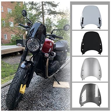Moto Parabrezza Deflettore Copertura con Staffa per Street Twin 900 Parabrezza Zanzariera Parabrezza Deflettori Pare-brise Protezione Anteriore Carena 2019 2020 2021 2022 (Fumo chiaro)