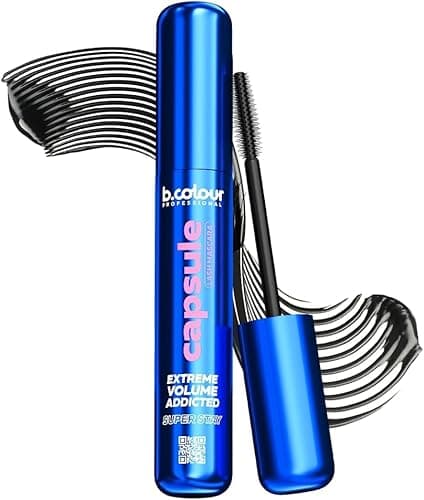 B.COLOUR PROFESSIONAL Tubing Mascara Nero Volume Estremo e Lunghezza XXL – Waterproof e Super Resistente, Ciglia Definite e Separate con Pennello in Silicone, Lunga Tenuta 48 Ore