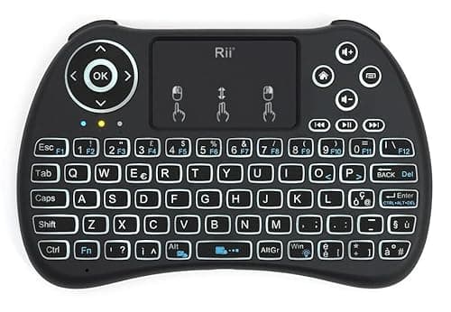 Rii Mini H9+ Wireless (layout ITALIANO) - Mini Tastiera retroilluminata con mouse touchpad. Compatibile con Smart TV, TV Box, Tablet, Smartphone, Console, PC, Raspberry