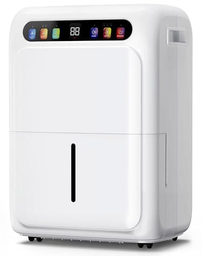 Deumidificatore,Deumidificatore Casa 20L/giorno con Display Digitale Dell'umidità, Serbatoio Dell'acqua da 6 L, Tubo di Scarico da 1m, Timer 24 ore, 50 m²/120 m³, Ventola da 120 mm Ottimizzata per la