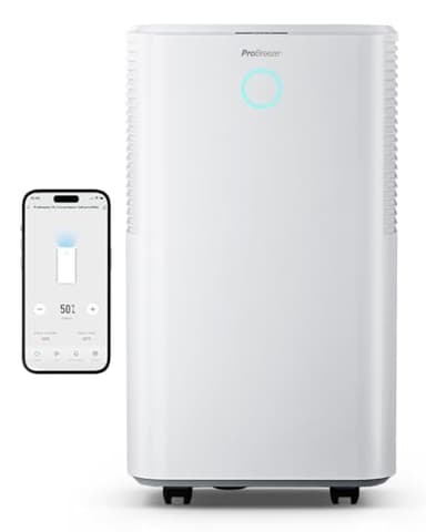Pro Breeze OmniDry Deumidificatore Casa Muffa 12L/Giorno con WiFi, Serbatoio da 2L, Asciugatura Vestiti, sensore di umidità, Timer 24H, modalità Notturna per umidità, Muffa e condensa (20m²)