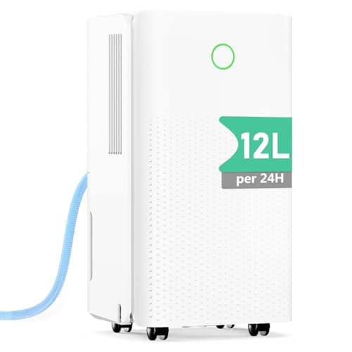 Deumidificatore, 12L/Giorno Deumidificatore Ambiente Casa Muffa, Deumidificatori Portatile Silenzioso, Controllo Umidità, Funzione Asciugatrice, Sbrinamento Automatico, Adatto 100 m³