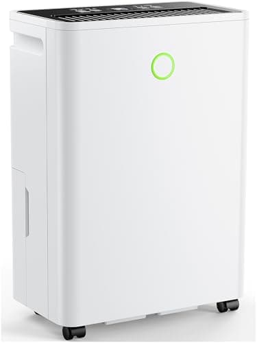 Deumidificatore Casa Muffa 12L/24H, Deumidificatore Portatile e Silenzioso per Camera da Letto, Bagno, Armadio, Controllo Umidità Automatico, Funzione Asciugabiancheria, Timer 24H, Scarico Continuo