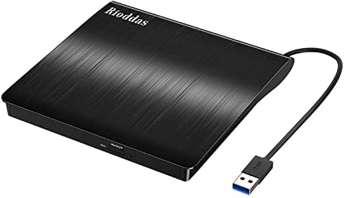 Rioddas Unità CD/DVD Esterno, USB 3.0 Portatile Unità CD/DVD +/- RW Slim Masterizzatore DVD/CD ROM Rewriter Burner compatibile con laptop PC desktop Windows Linux OS Apple Mac