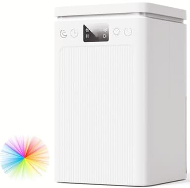 Deumidificatore Casa Muffa Elettrico 2200ml Anti Muffa Portatile - Ultra Silenzioso, Timer 2-12h, Spegnimento Automatico | LED 7 Colori | Per Bagno, Camera, Armadio (Bianco Ultra))