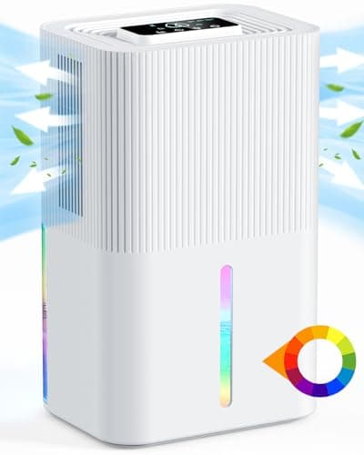 Deumidificatore da 2,7L per la Casa, Deumidificatore Elettrico per la Camera da Letto, Silenzioso e con Comandi Touch, Luci a 7 Colori, Deumidificatores Portatile per Camera da Letto, Bagno, Armadio