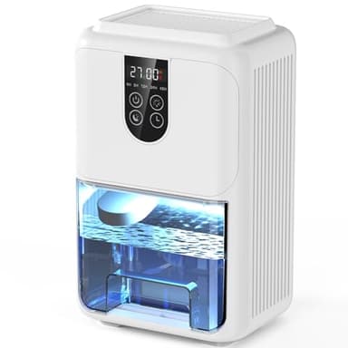 Deumidificatore Casa Muffa 2000ML, Deumidificatore Portatile Silenzioso Piccolo con Sbrinamento Automatico, Illuminazione a 7 colori e Timer 4-48 ore per Camera da Letto Bagno Lavanderia, 600ML/24H