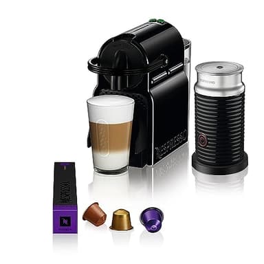 Nespresso Inissia con Aeroccino EN80.BAE, Macchina da caffè di De'Longhi, Sistema Capsule Nespresso, Serbatoio acqua 0.7L, Nero