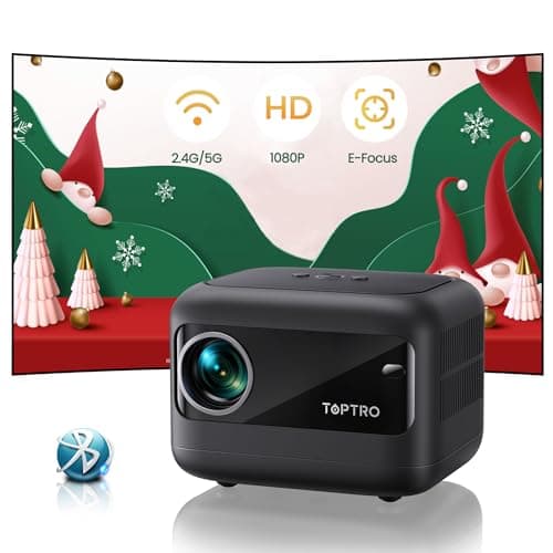 Mini Proiettore【Focus Elettrico】18000 Lumens Proiettore Portatile Full HD Supporta 1080P ±40°Correzione Verticale, TOPTRO Videoproiettori 5G WiFi Bluetooth per iOS/Android/TV Stick/HDMI USB